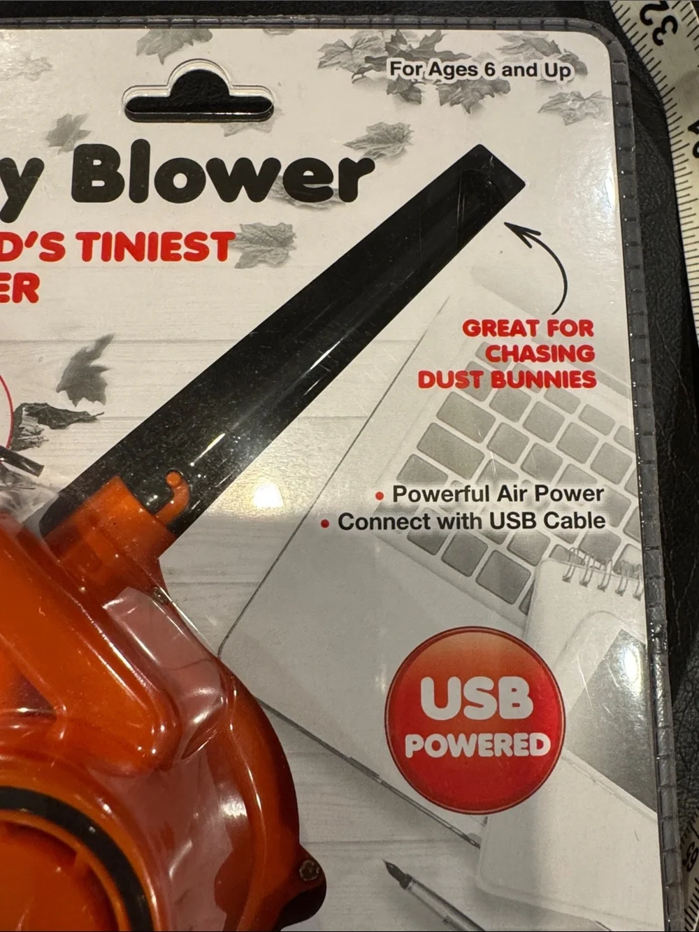 Worlds Tiniest Blower Orange & Black. USB Powered